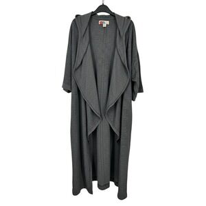 FP Beach Charcoal Jetset Hooded Duster Cardi Cardigan Draped Open Front M/L - CJ